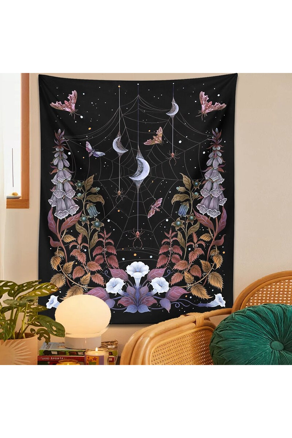 Gloomy Garden Spiderweb Tapestry