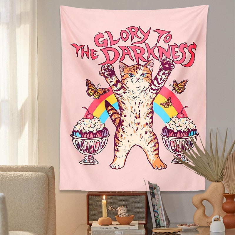 Grunge Cute Cat Tapestry