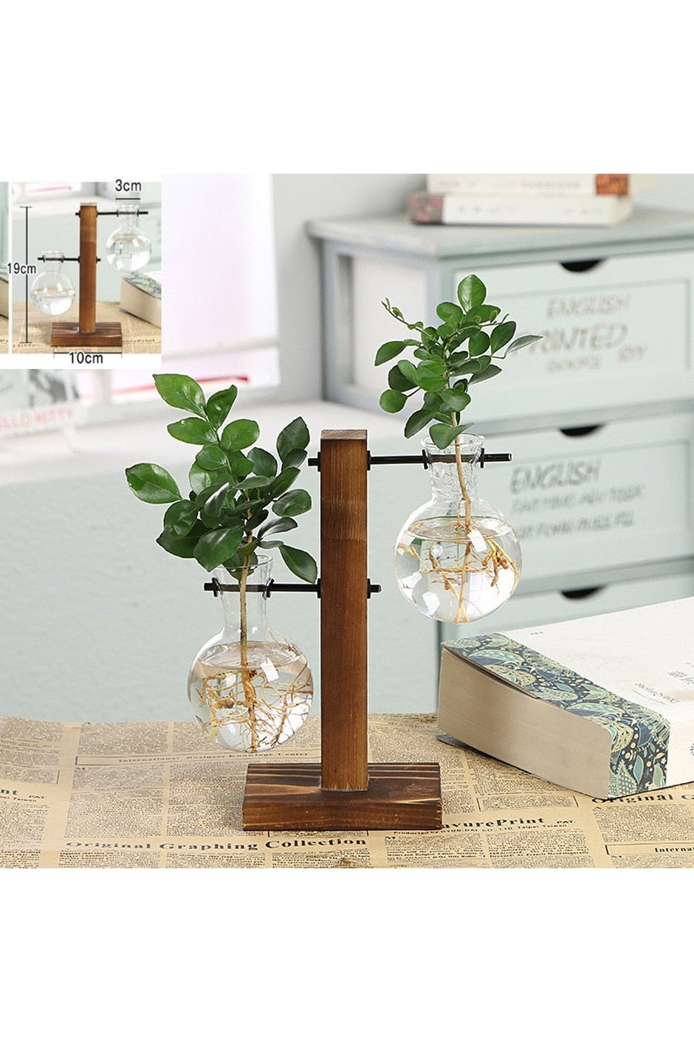 Wooden Hydroponic Plant Vases