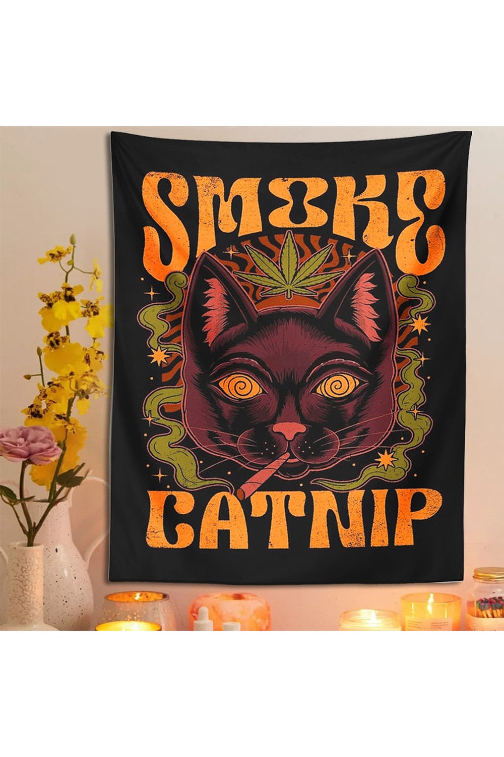 Smoke Catnip Psychedelic Wall Tapestry