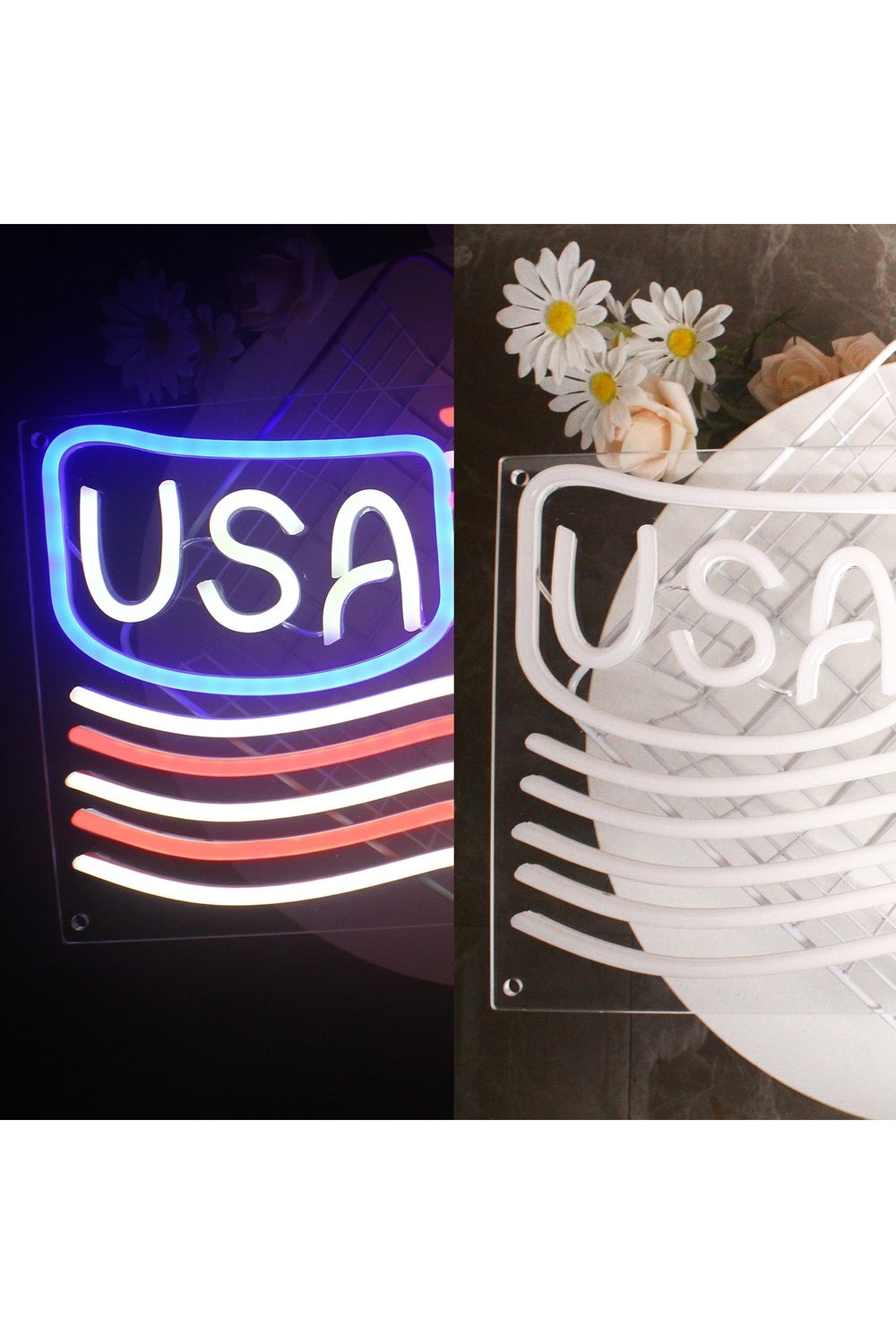 American Flag Neon Light Display