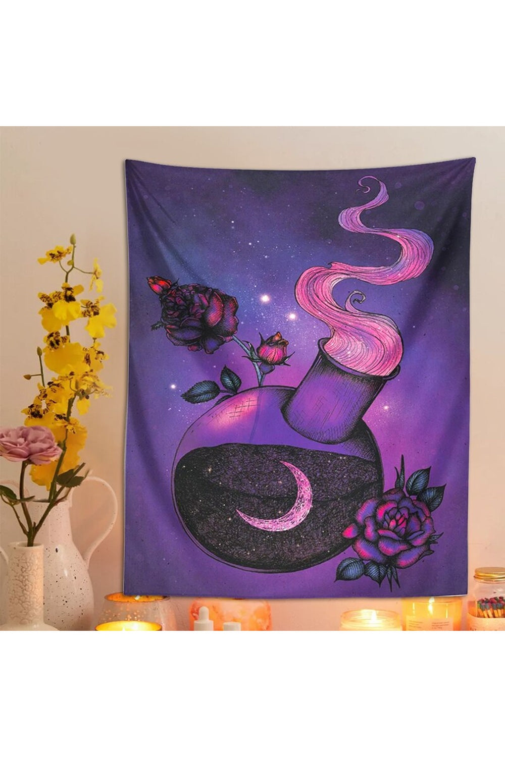 Ethereal Trippy Rose Magic Tapestry