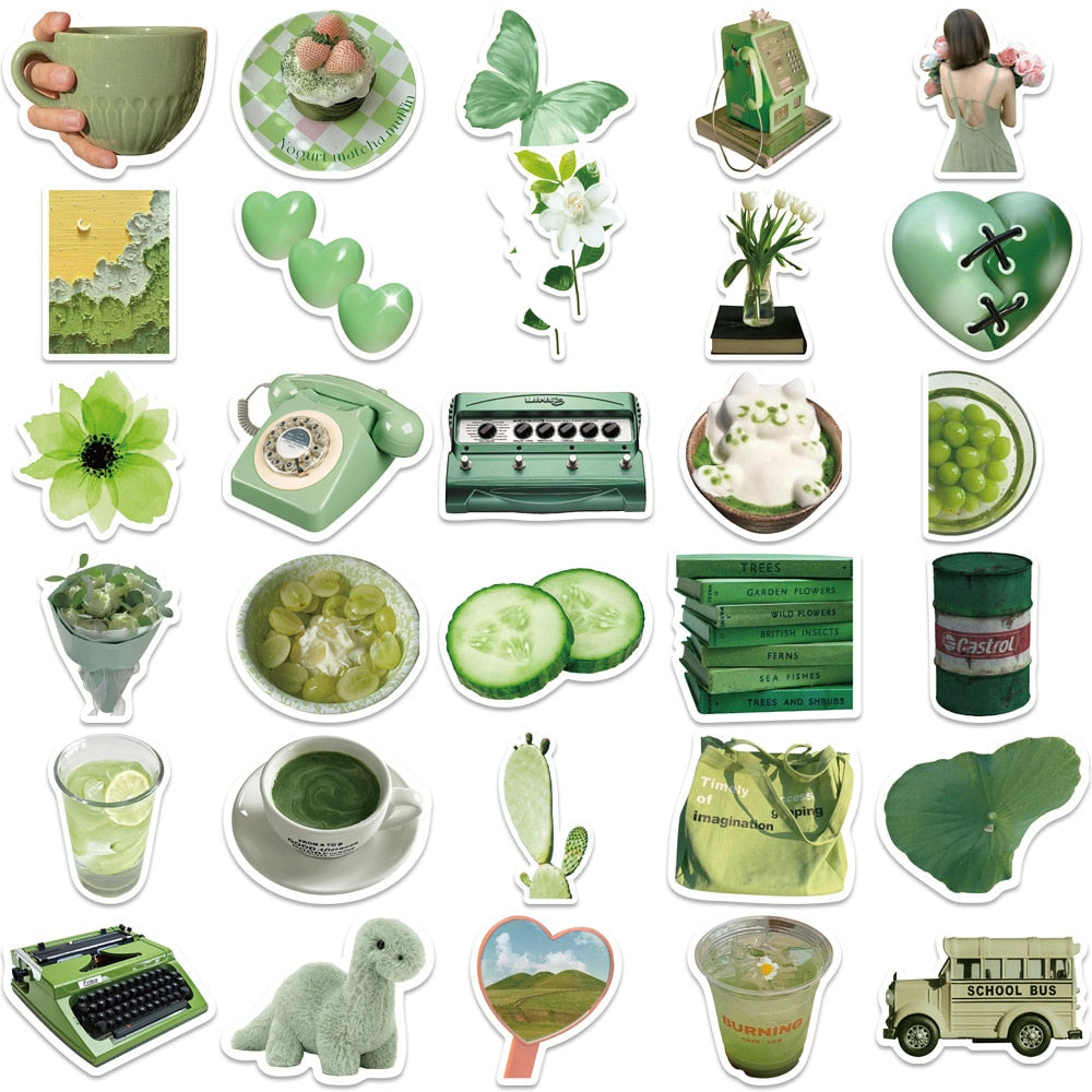 Green Cartoon Character Stickers