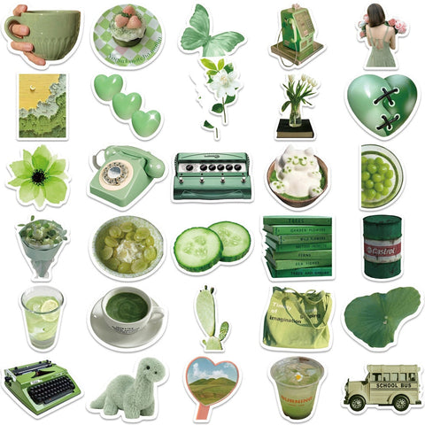 Green Cartoon Aesthetic Stickers