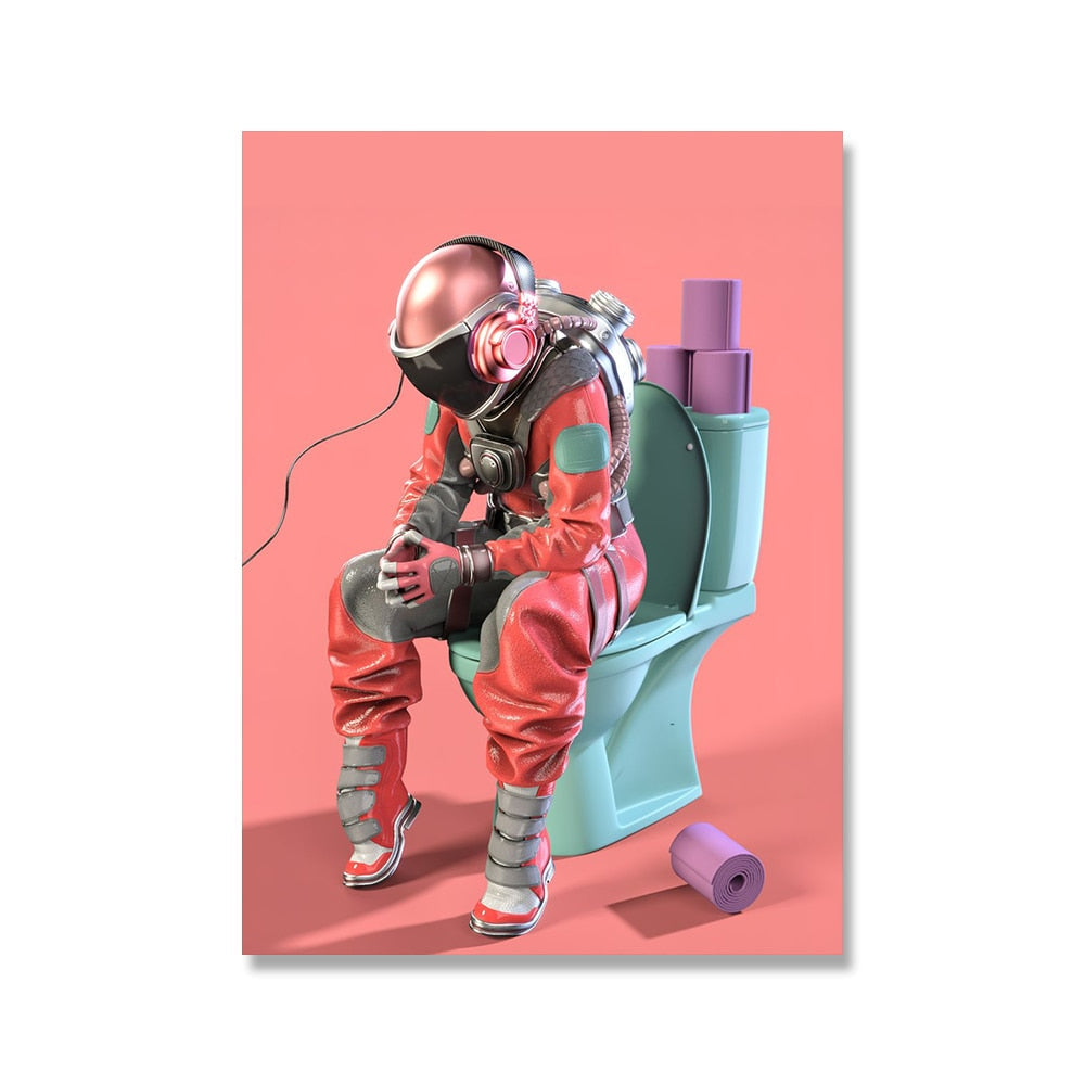 Indie Astronaut Toilet Humor Canvas Poster