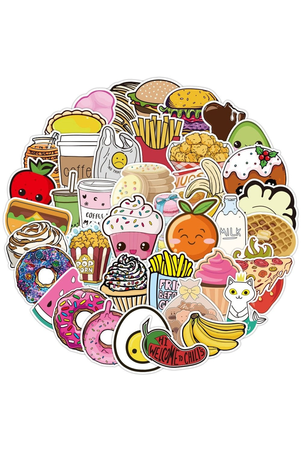 Whimsical Food Themed Stickers