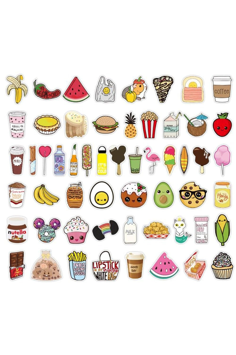 Whimsical Food Themed Stickers