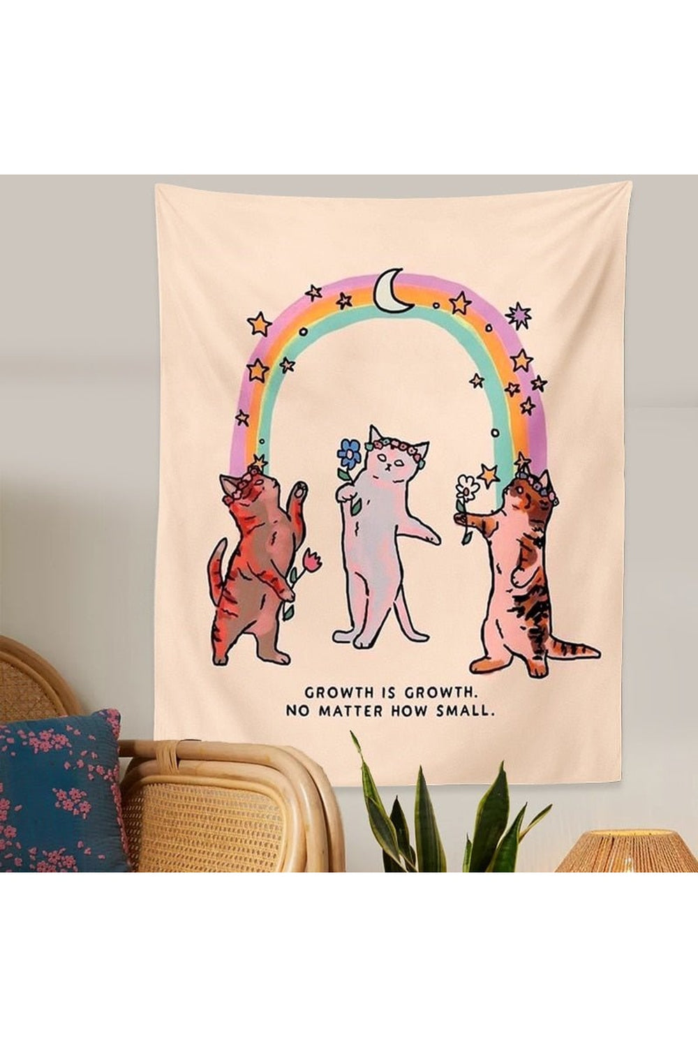 Cat Rainbow Ceremony Wall Tapestry