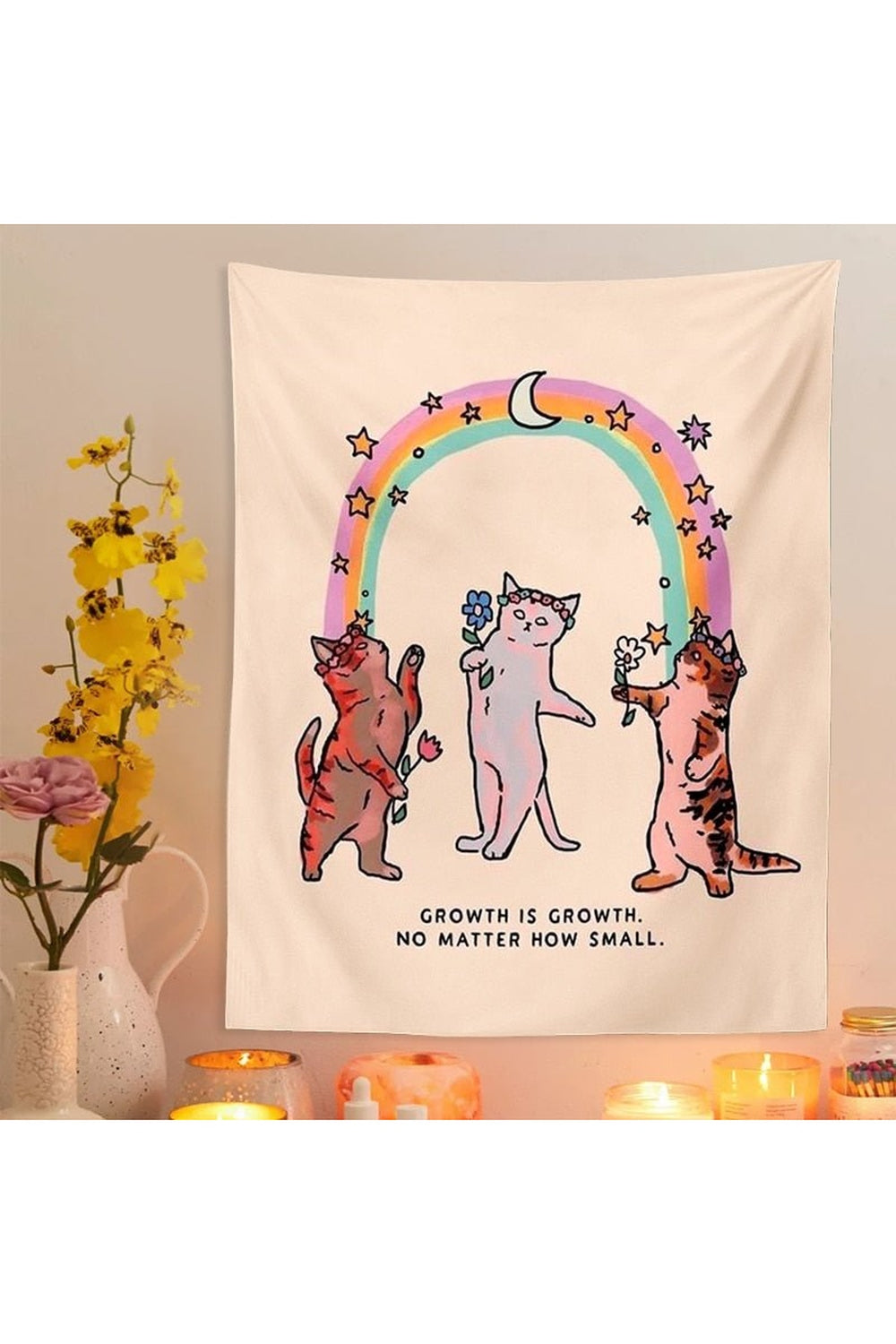 Cat Rainbow Ceremony Wall Tapestry