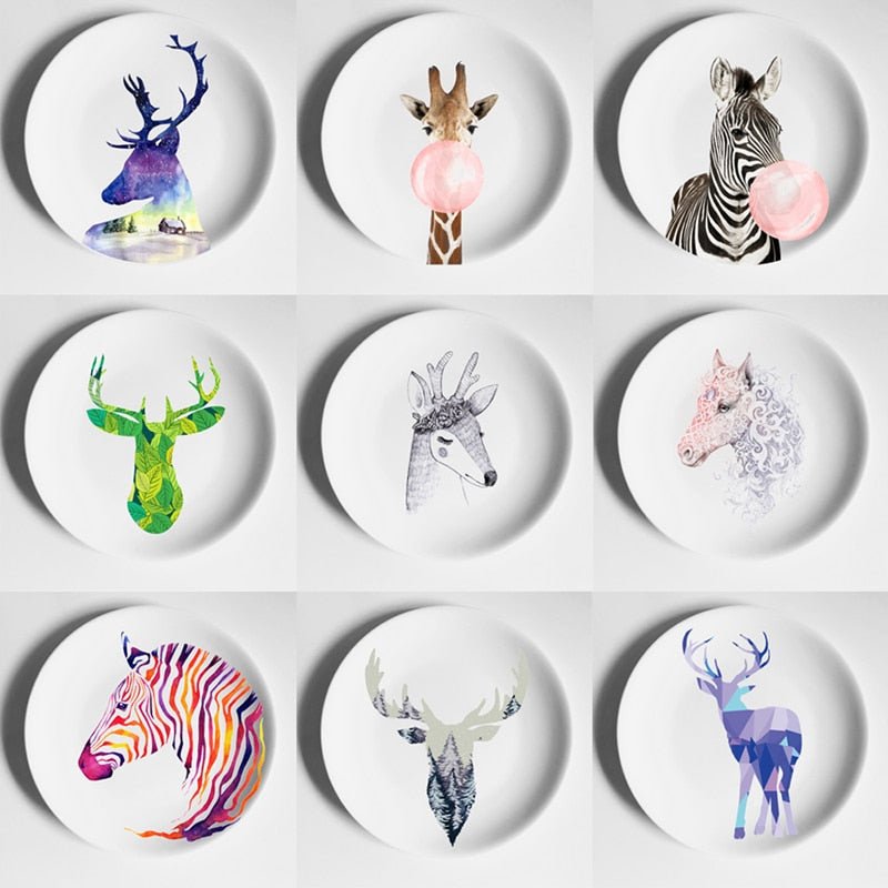 Aesthetic Colorful Deer Plates