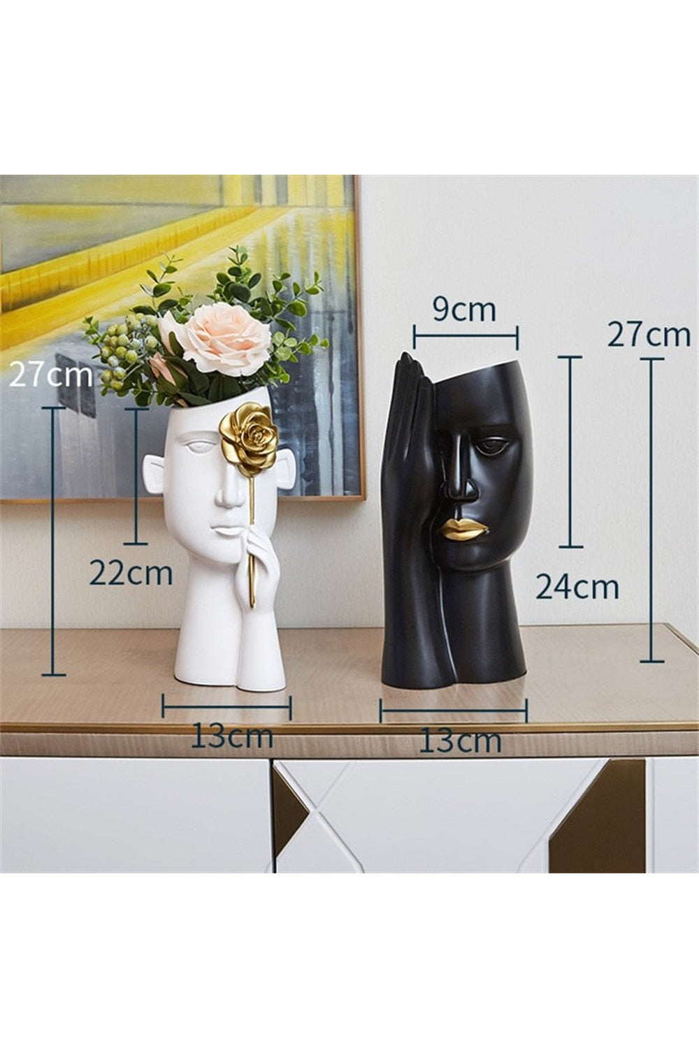 Abstract Face Covered Vases