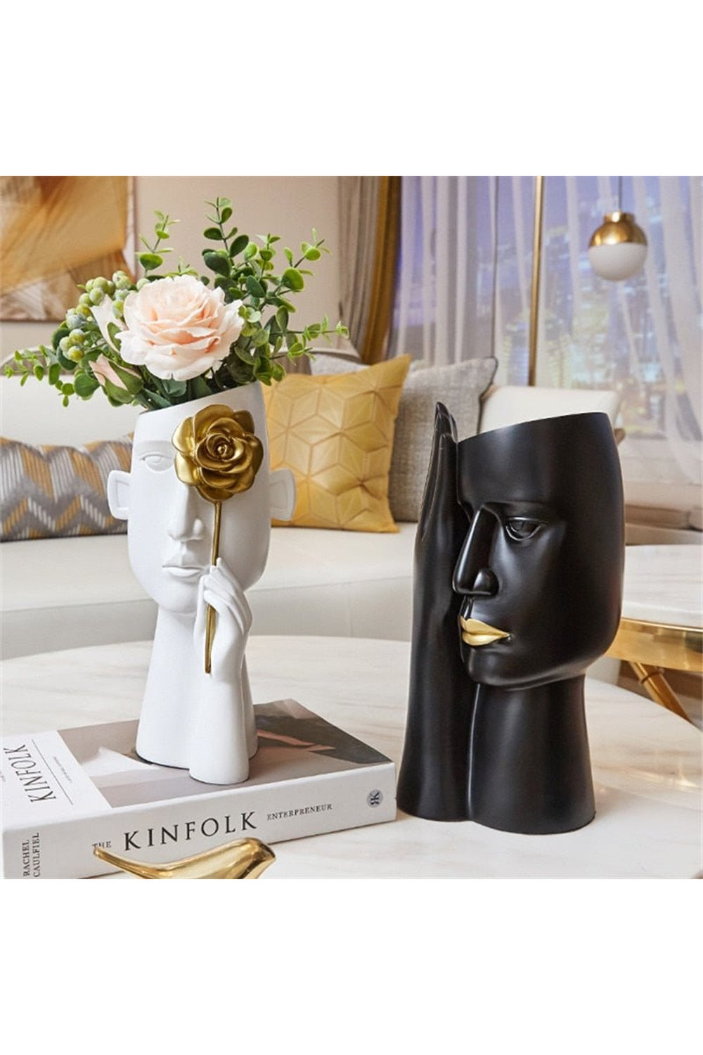 Abstract Face Covered Vases