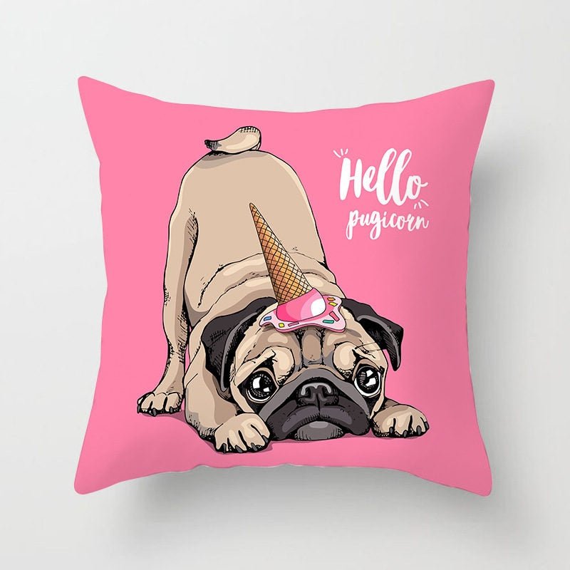 Aesthetic Cute Pug Pillow Case