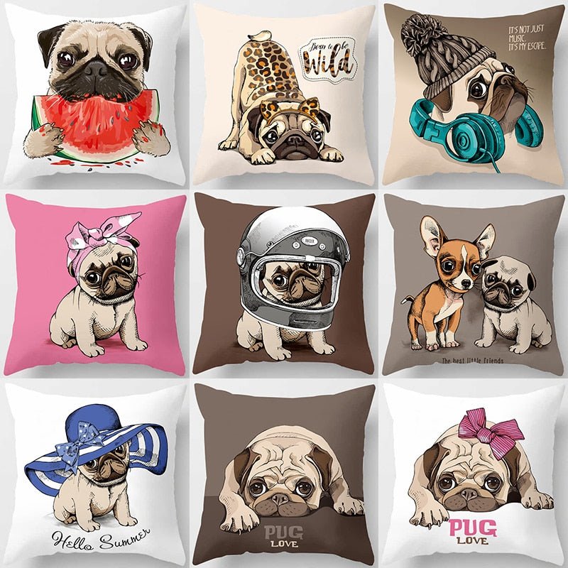 Pug Dog Pillow Case