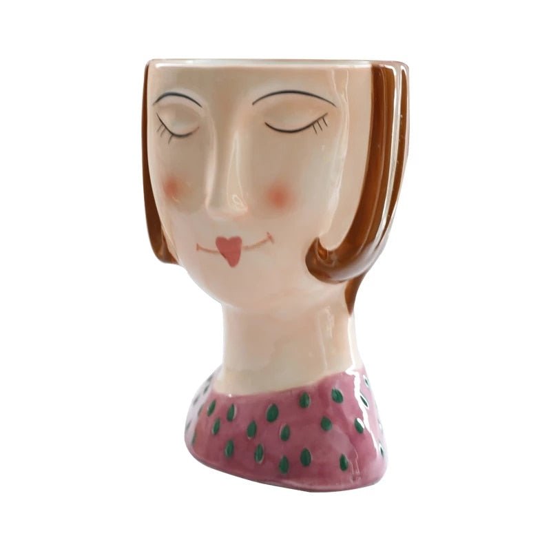 Girl Face Floral Vase