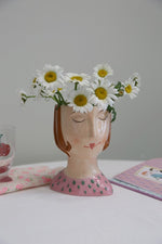 Girl Face Floral Vase