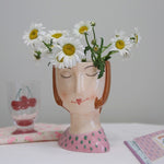 Girl Face Floral Vase