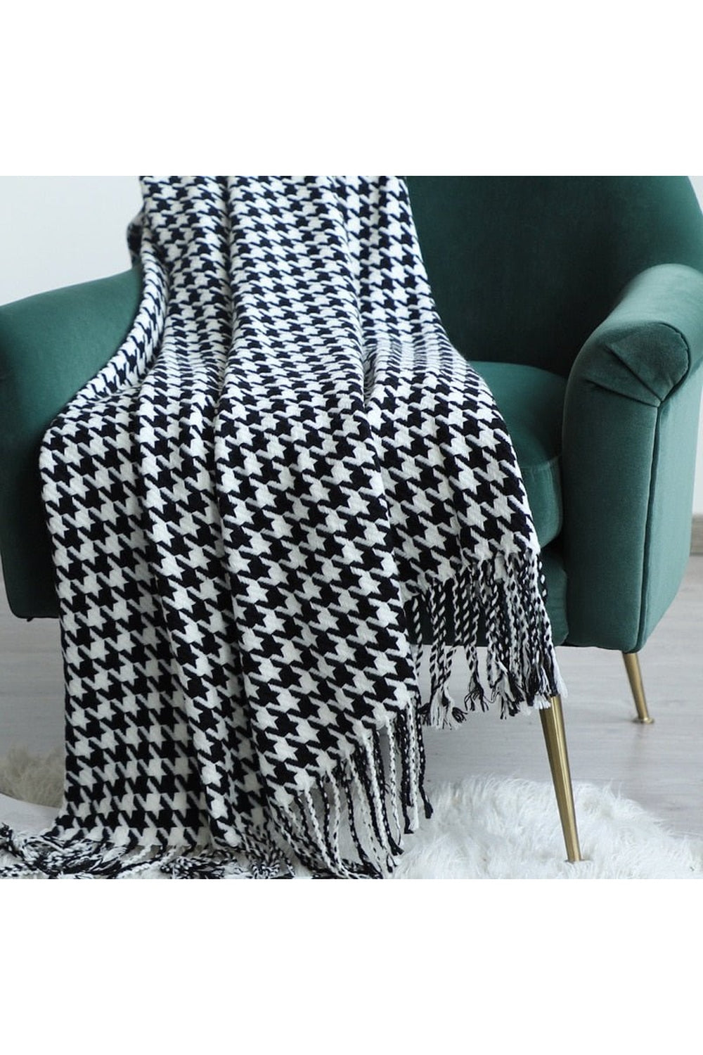 Houndstooth Black White Blanket