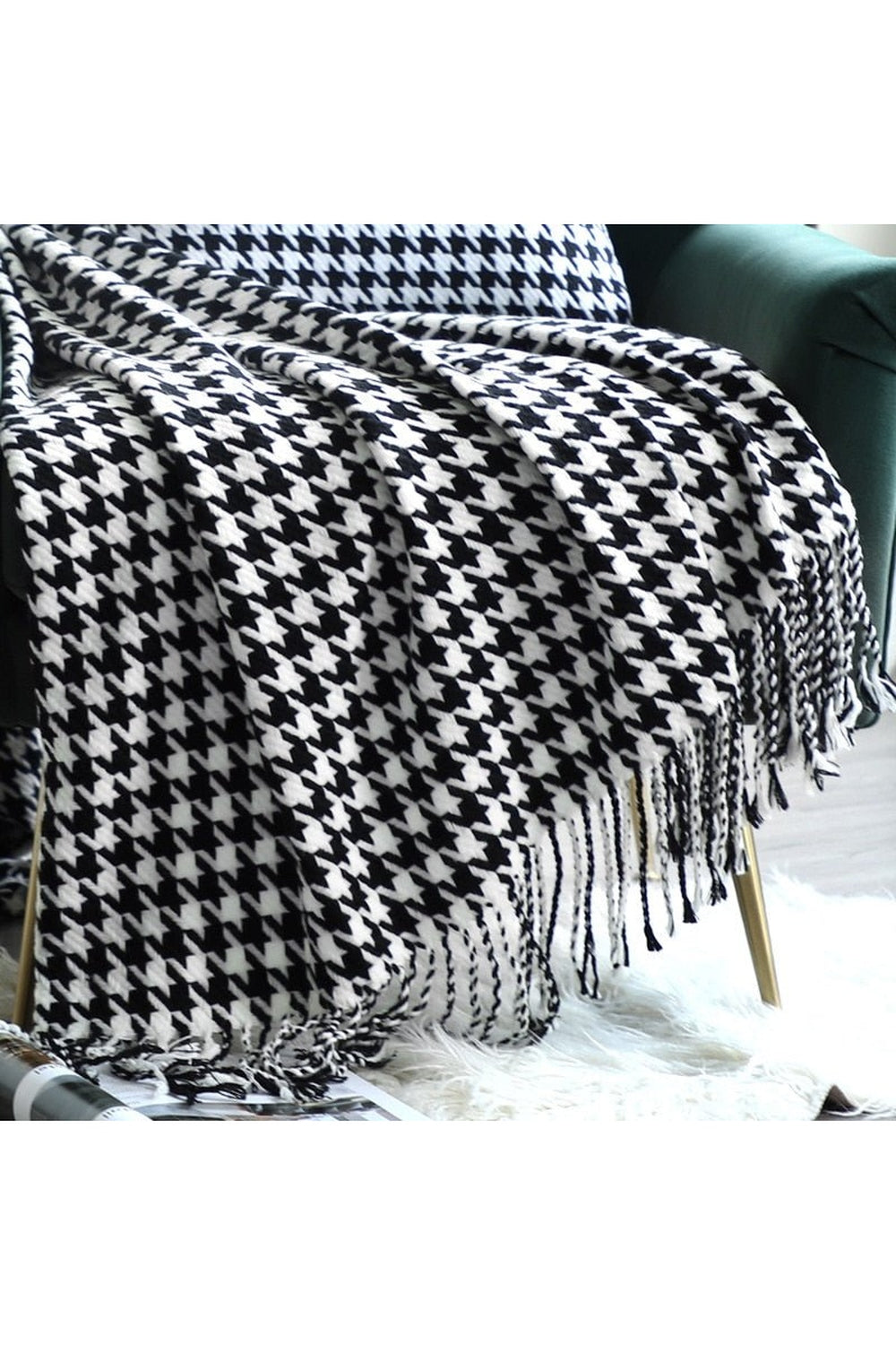 Houndstooth Black White Blanket