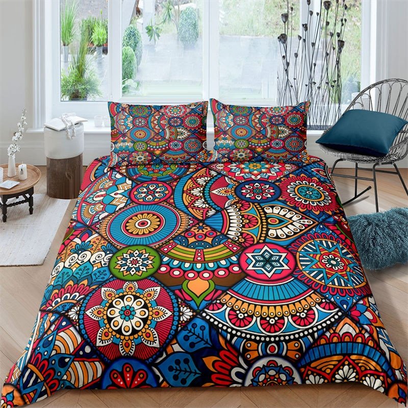 Aesthetic Pastel Mandala Bedding Set